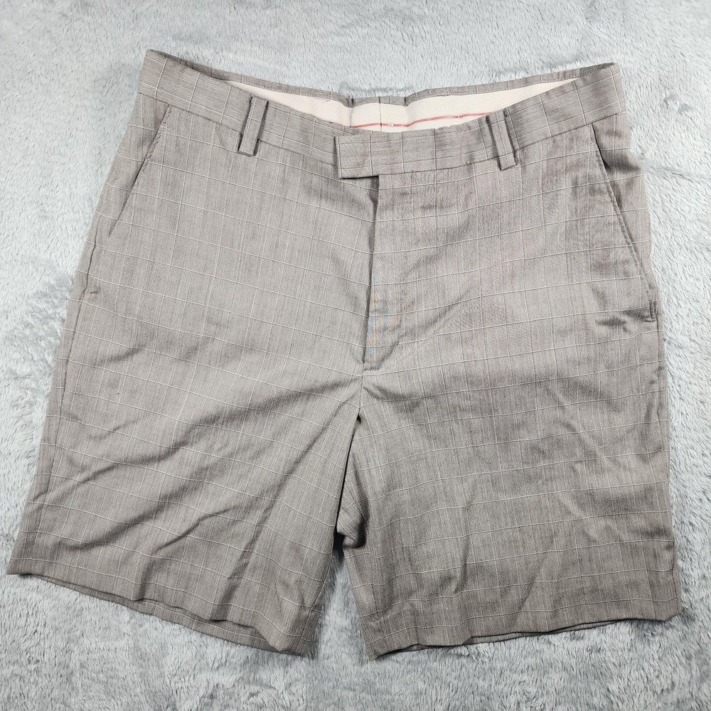 Tiger Woods Collection Shorts Mens 36 Gray Check Chino Golf Nike Plaid Summer